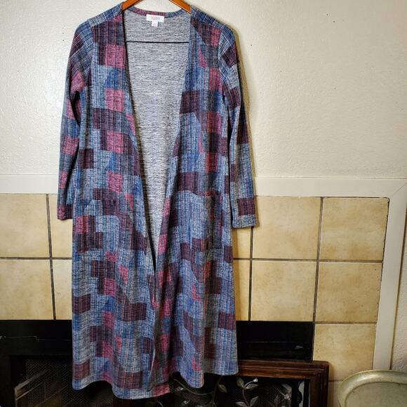 Lularoe Sarah duster cardigan Colorful Geometric Size Small - Picture 2 of 8